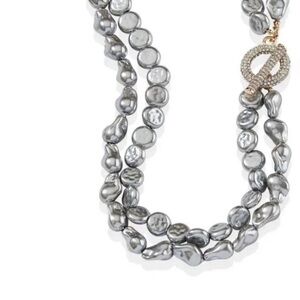 Park Lane Oasis Elegant Silver Pearl Necklace with Gold Clasp